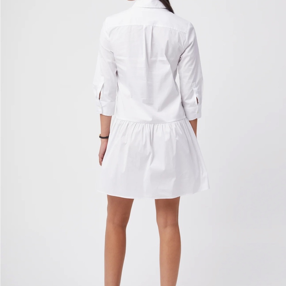The Shirt by Rochelle Behrens White Cuffed Sleeve Mini Dress